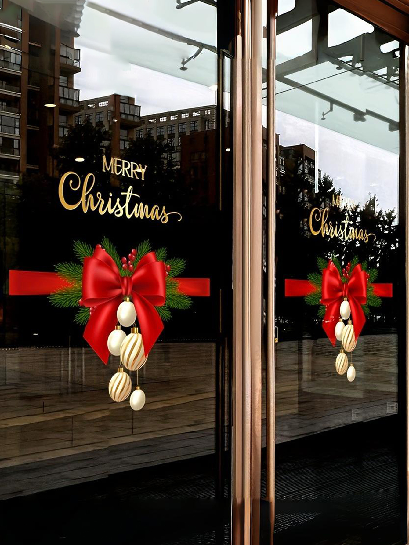Christmas Bow Glass Decoration Sticker